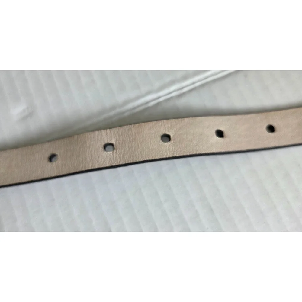Ellen Tracy Womens Belt Genuine Leather Black Silver Tone Brackets Buckle  XL